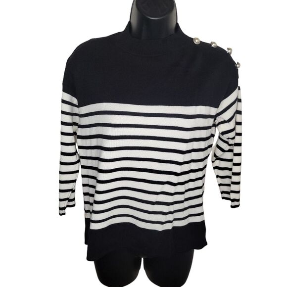 Talbots striped button shoulder sweater size SP - Picture 1 of 5
